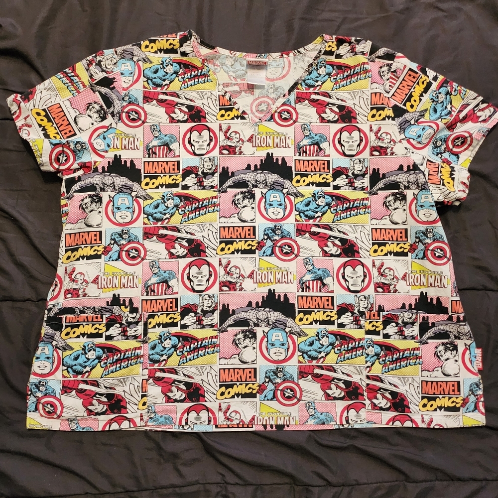 Unisex 3X Marvel Comic Scrub